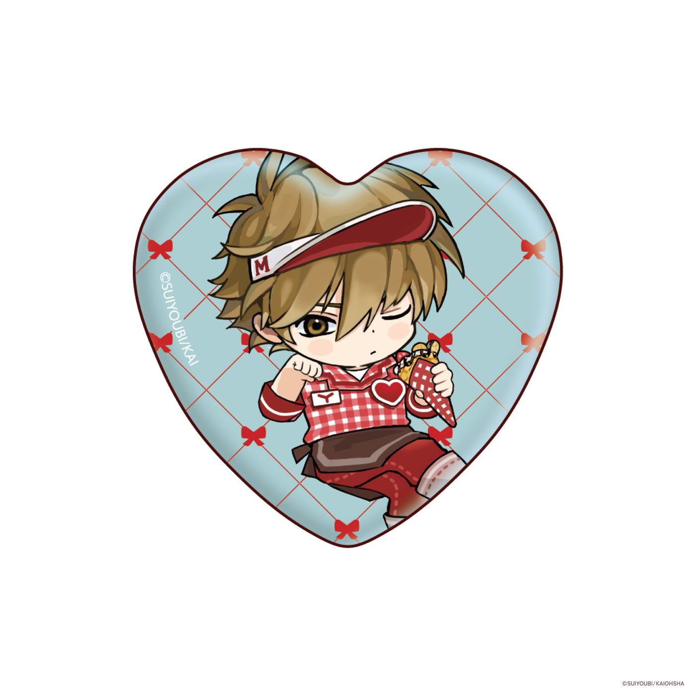 【『命懸けダミーロマンス』マリオンクレープコラボグッズ】ランダムハート型缶バッジ（全5種）