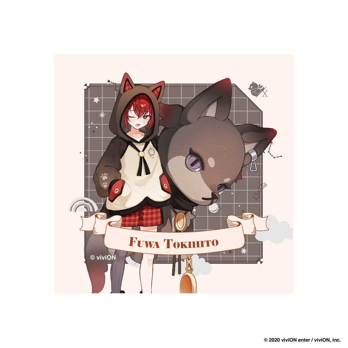 【クロケスタ】 ハンドタオル（不破十紀人）（等身イラスト）（パジャマとぬいぐるみ　Ｖｅｒ．）