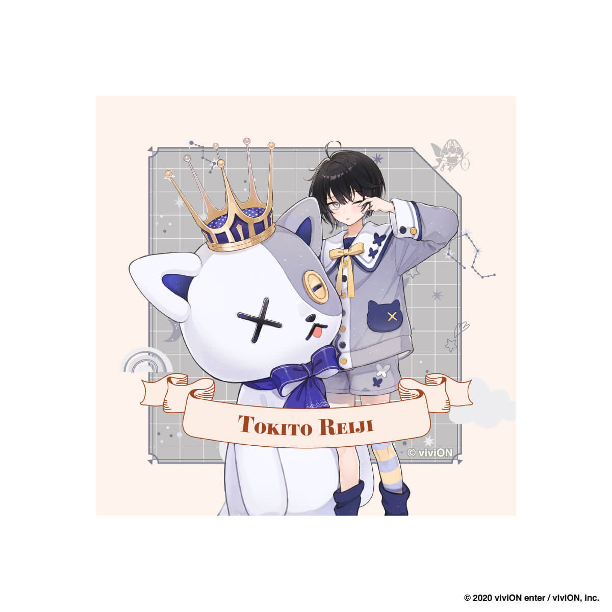 【クロケスタ】 ハンドタオル（朱鷺燈零士）（等身イラスト）（パジャマとぬいぐるみ　Ｖｅｒ．）