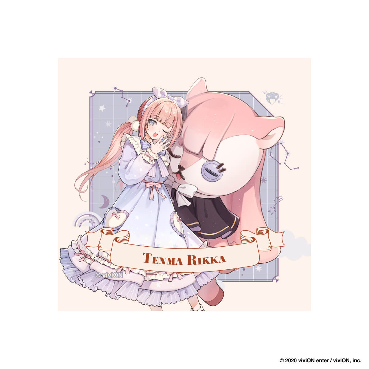 【クロケスタ】 ハンドタオル（天馬六華）（等身イラスト）（パジャマとぬいぐるみ　Ｖｅｒ．）