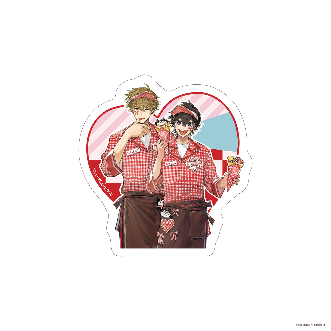 【『命懸けダミーロマンス』マリオンクレープコラボグッズ】ペアステッカー（描き下ろし等身イラスト）（全1種）